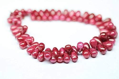 natural longido untreated ruby smooth tear drop briolette gemstone loose craft beads strand 8