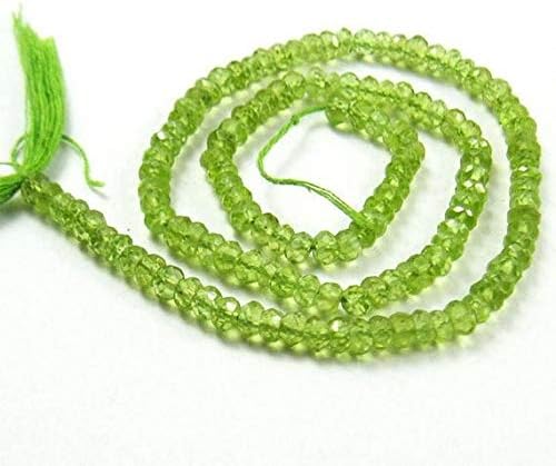 Natural Green Perit Faceted Micro Rondelle Loose Craft Beads Strand 13 Inch Long 3mm 3.5mm Code-HIGH-1272