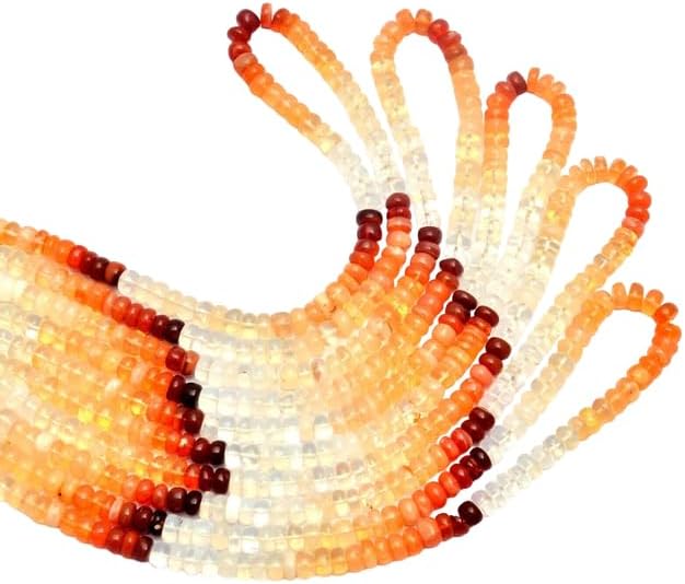 Natural Mexican Fire Opal Gemstone 6mm Smooth Rondelle Beads | 16inch 10 Strand CHIK-STRD-86752