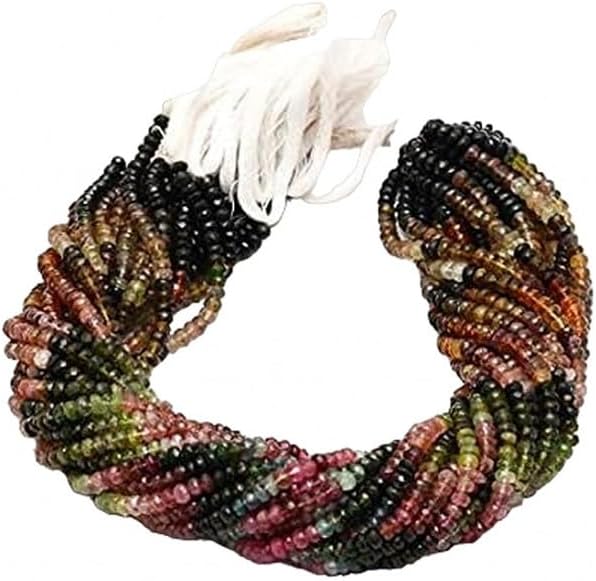 Multi Rainbow Tourmaline Rondelle Beads 4mm to 5mm Beads|13 inch lot of 5 Strands Chik-STRD- 93389