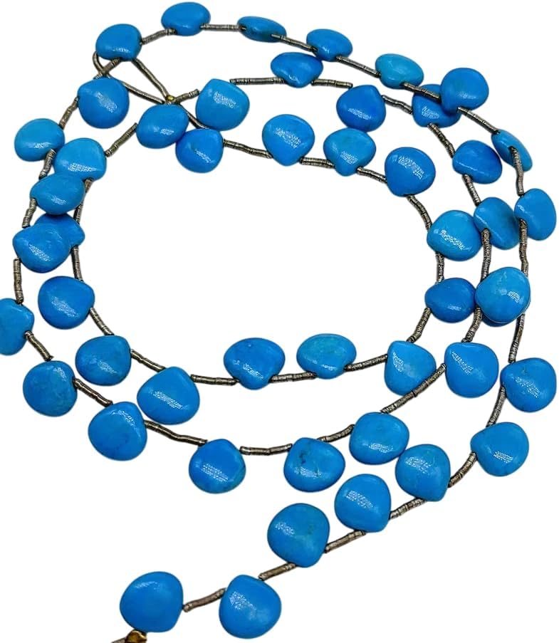 Natural Turquoise Heart Shape 8mm Smooth Side Drill Gemstone 16 inch