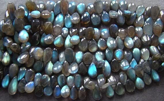 Labradorite Pear Shape Smooth Beads 42 pcs in one Strands 8 mm to 14mm