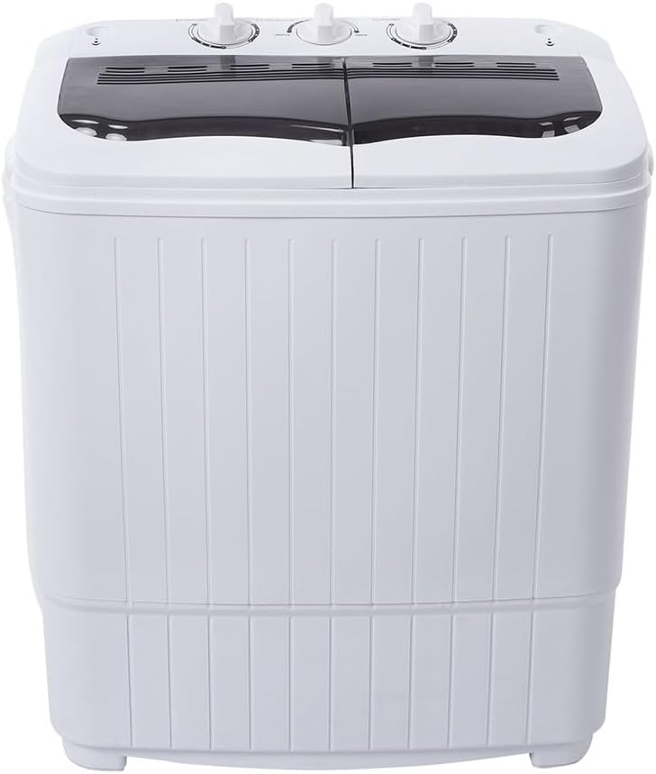 Compact Semi-Automatic Twin Tub Washing Machine with Built-in Drain Pump for Efficient Laundry in Small Spaces