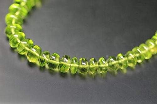 Arizona Green Perit AAA Rondelle Smooth Gemstone Loose Craft Beads Strand 5 Inch Long 6mm 7mm Code-HIGH-1660