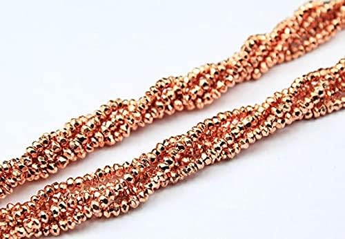Natural Pyrite Copper Coated Faceted Rondelle Gemstone Beads Strand 13