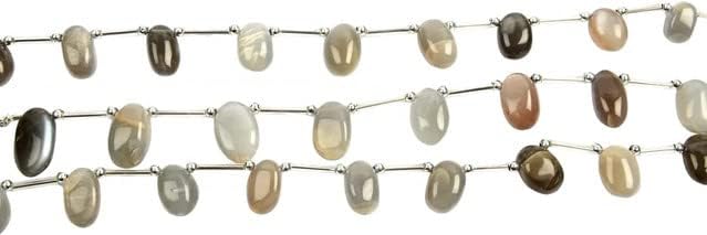 Gray Moonstone Smooth Oval 8 inch Bead Strand 11X8-16X11 MM & 74 Carats Natural Semi Precious Gemstone Birthstone Jewelry Making Necklace CHIK-STNRD-25456