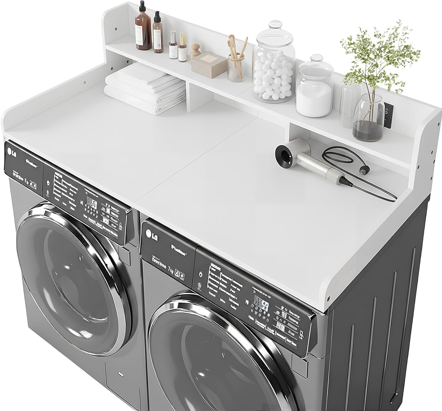 Washer Dryer Countertop with Shelf, 2-Tier Laundry Countertop Over Washer and Dryer, 54