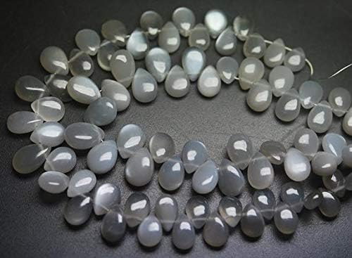 8 Inch Strand, Grey Moonstone Smooth Pear Shape Briolettes,9-11mm Size Code-HIGH-57560