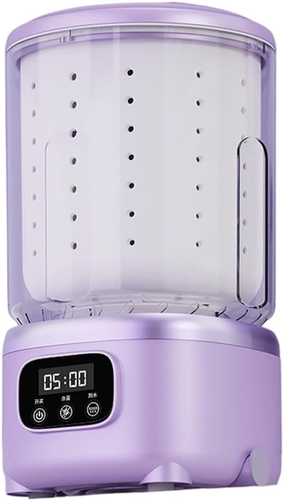 Generic Fully Automatic Portable Washing Machine with Drying 2L Capacity Cordless Rechargeable 3000mAh Battery Compact Washer Dryer for Lingerie Socks Travel Apartment (Purple)