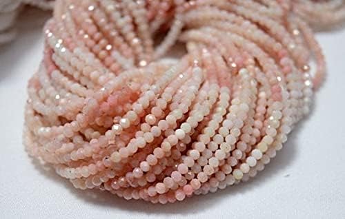 5 Strands, Shaded Pink Opal Beads, Pink Opal Gem Stone, 2.5 mm Beads, Faceted Rondelle, Gemstone for Jewelry, 13 Inch