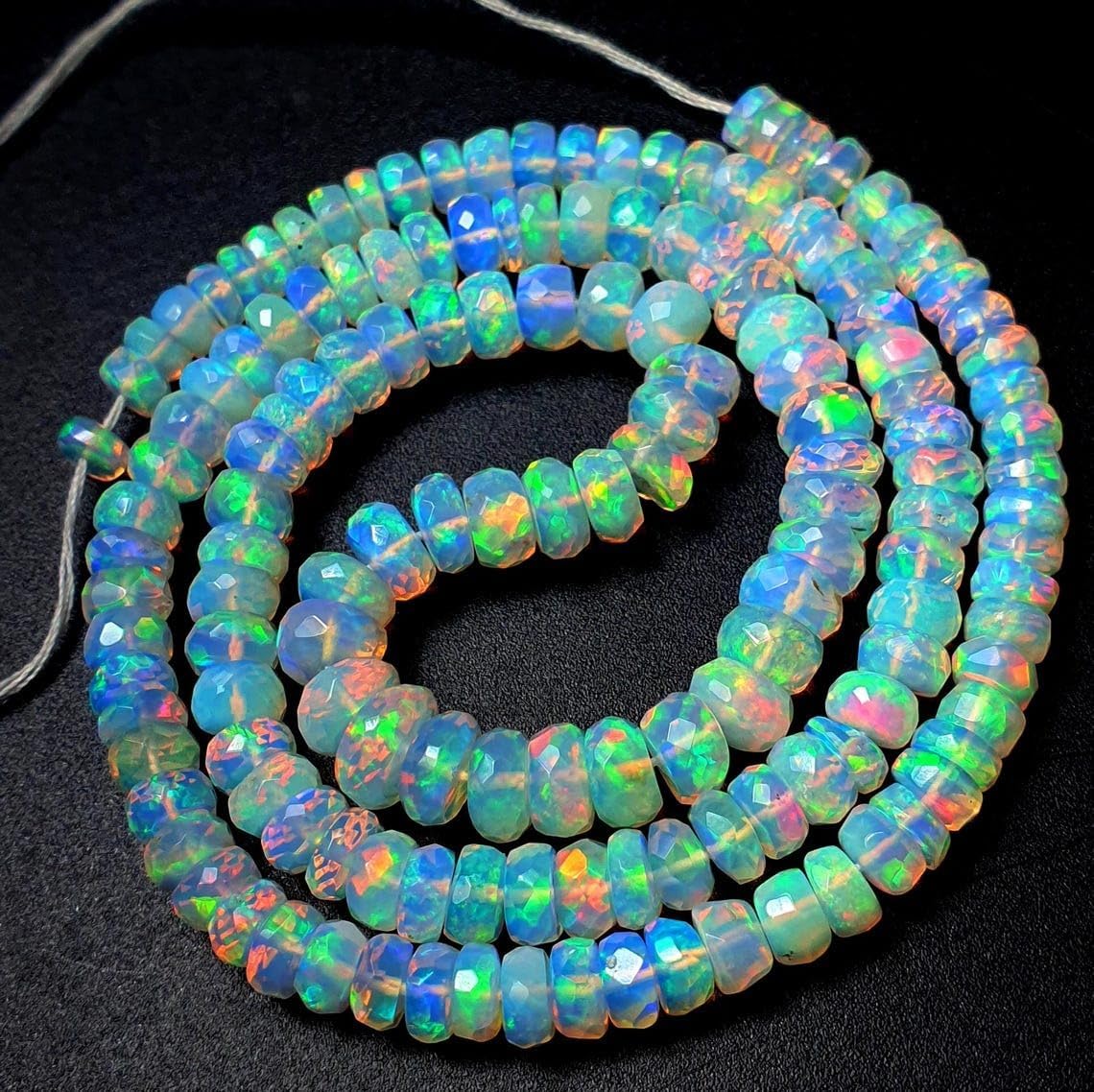 Natural Ethiopian Opal Faceted Rondelle 4-5mm Beads 8