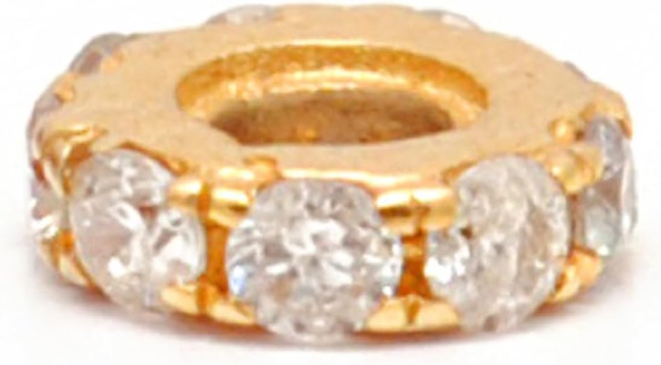 Kanika Creations 14k Solid Yellow Gold Pavé Diamond 4mm Wheel Spacer Bead – Fine Jewelry Finding for DIY Jewelry & Beading