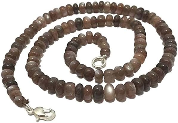 Hand_Crafted Natural Chocolate Moonstone Smooth Rondelle 5x7mm Gemstone Beads 16 Inch Long YO-NECK-18485