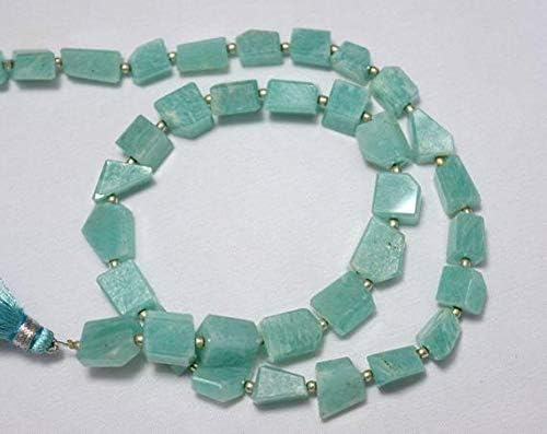 amazonite gemstone beads, amazonite step cut tumbles,step cut nugget beads 6x8mm - 9x12mm beads, 8 inches strand