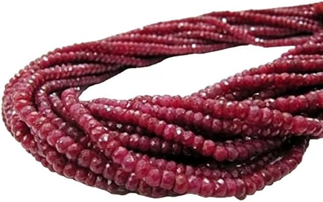 Natural Ruby Micro Faceted Beads Size 3.5mm to 4.5mm, 13 inch Long lot of 10 Strands CHIK-STRD-95637