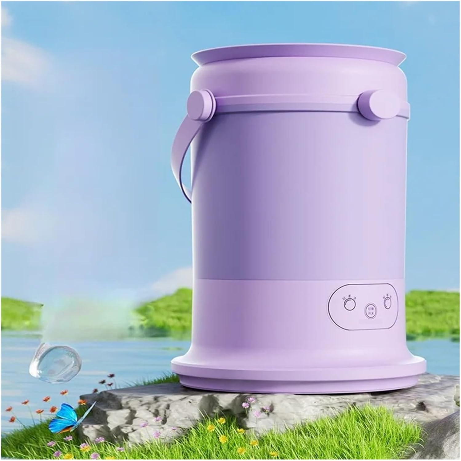 Compact Laundry. Light Mini Washing Machine Small Underwear Socks Special Washing Machine Portable Folding Design Dormitory Travel Essential .Portable(Purple)