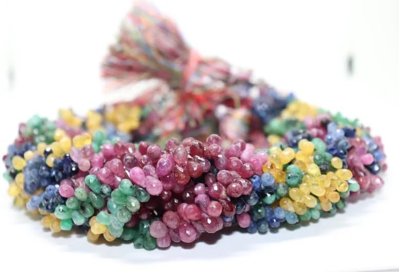 Multi Precious Faceted Drops Shape Beads 4 * 6 mm Multi Rainbow Drops Side Cut Multi Precious Drops Beads Precious Multi Beads
