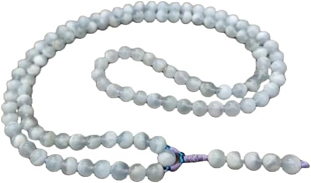 Aquamarine Stone Mala Beads, 108 Mala Necklace, Knotted Mala, WWG Necklace, Yoga Jewelry Meditation Beads Spiritual Jewelry Boho Jewelry, 34inch, Gemstone