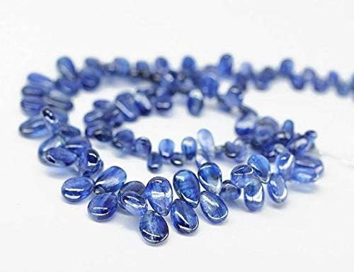 Royal Blue AAA Kyanite Smooth Pear Drop Gemstone Craft Loose Beads Strand 4 Inch Long 9mm 13mm Code-HIGH-1594