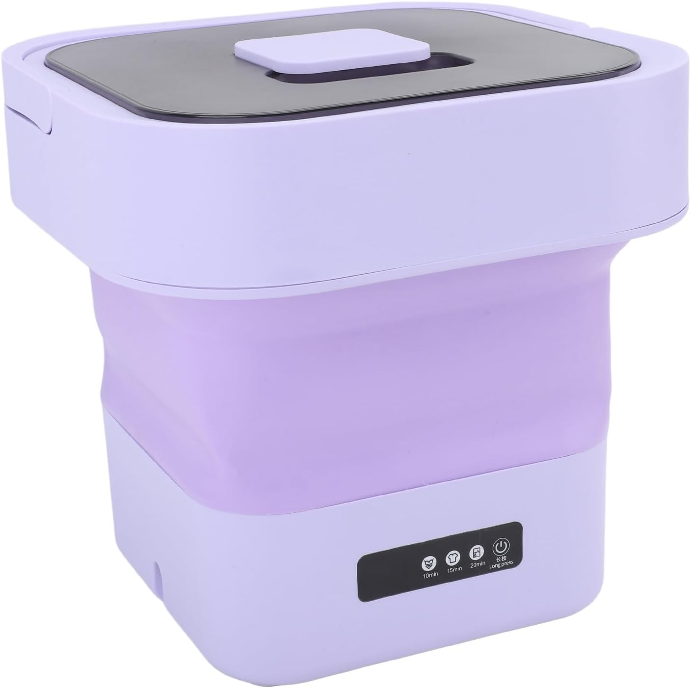 10L Large Capacity Portable Washing Machine, Fully Automatic Foldable Mini Washer with Soft Spin Drying Function and Drain Hose for RV Camping Dorm (US Plug)