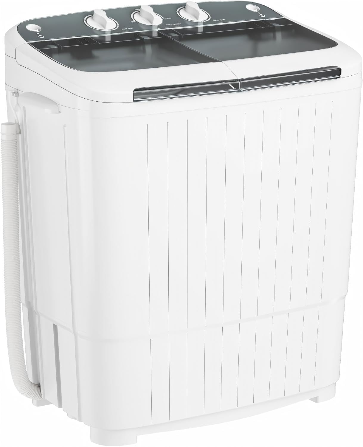 Portable Washing Machine, 12 lbs Top-load Washing Machines, Built-in Gravity Drain, Portable Washer Dryer with Drain Pump & Timer Control for Apartment，Dormitory，Home (Grey)