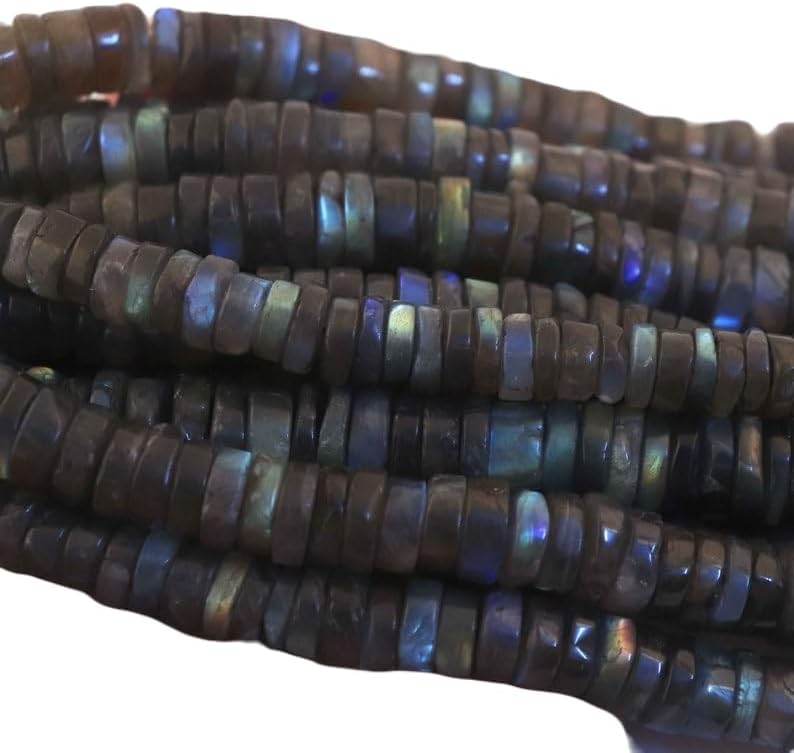 13 inch Strand of Natural gem Labradorite, 9-10mm Wheel Faceted Beads for DIY Jewelry Making. | Beads_05056