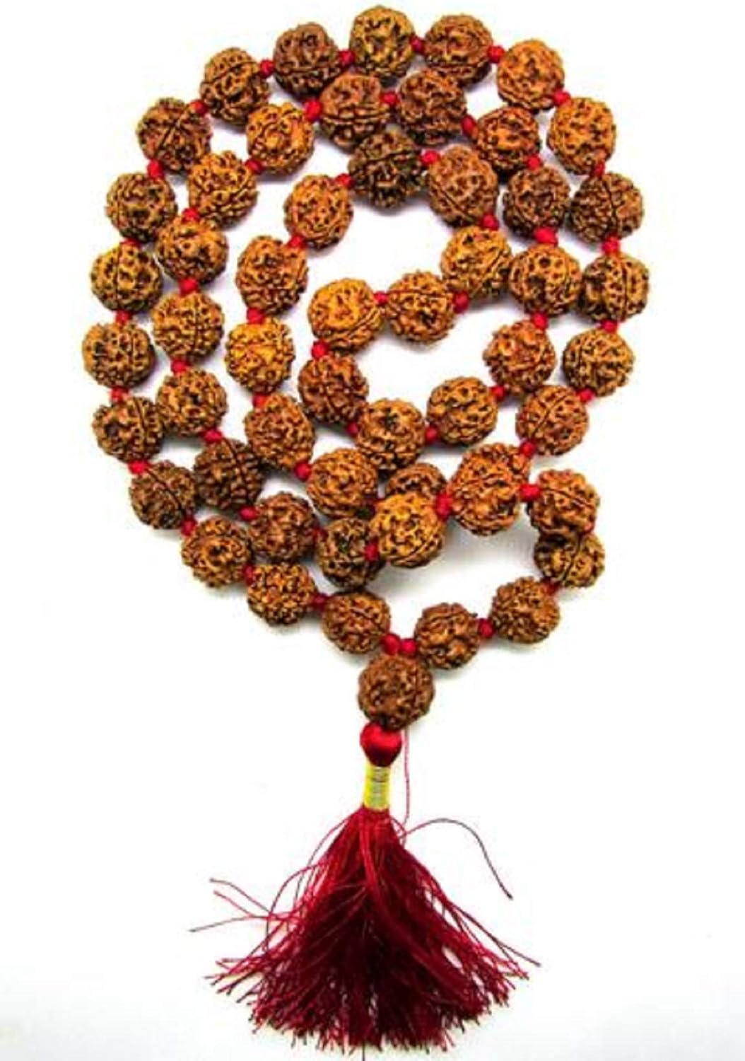 numeroastro 3 Mukhi/Three Faced Original & Natural Rudraksha Beads Kanthi Mala (54+1) Beads (1 Pc)