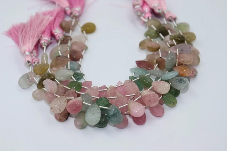 Tourmaline Pear Beads Hand Carved Tourmaline Pear Shape Beads 10-13 mm Afghani Tourmaline Carving Pear Shape Beads for Making Jwelery