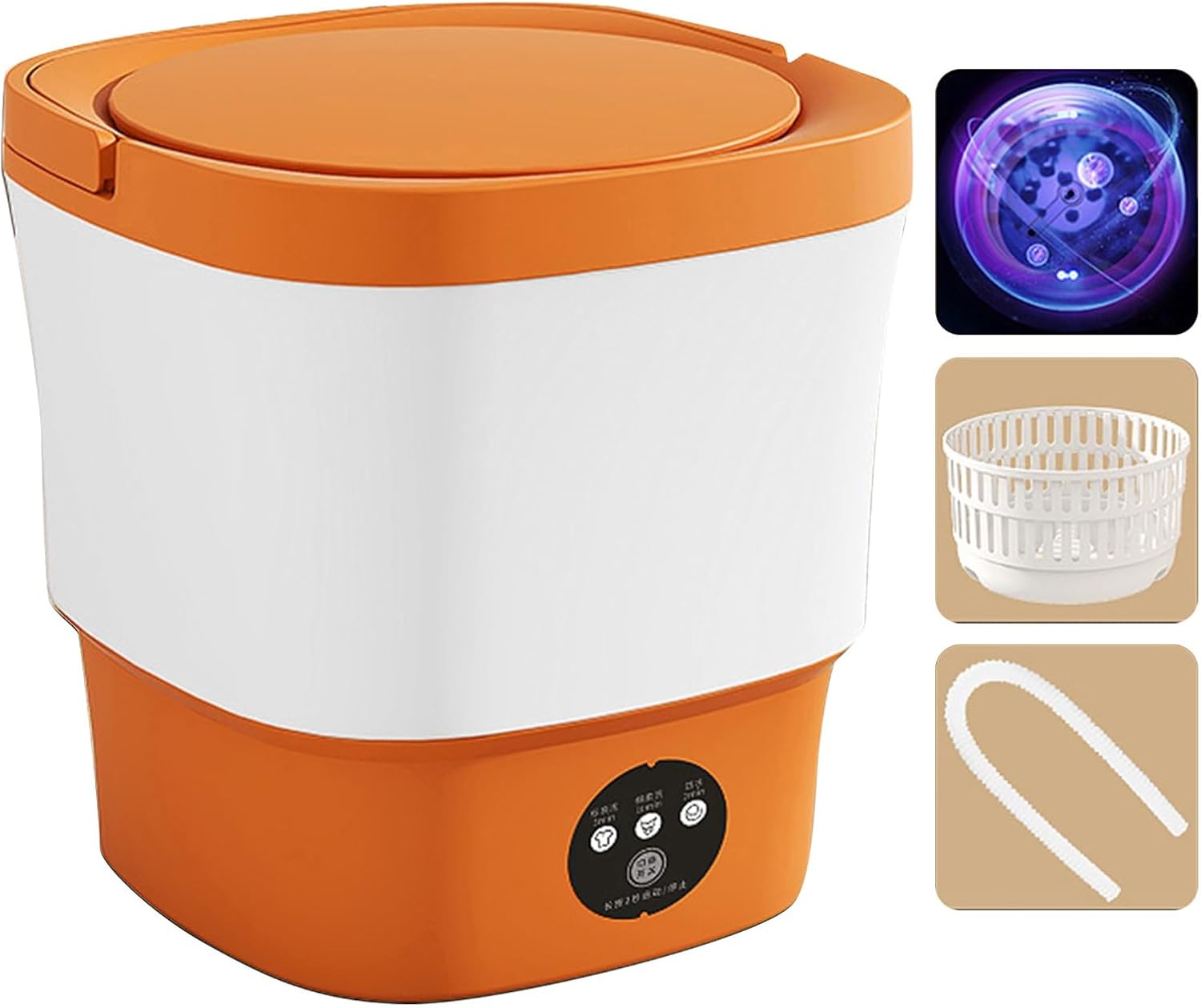 THAMBA Apartment Washer Small Portable Washing Machine Mini Washer 9L High Capacity with 2 Modes Deep Cleaning Washer for Underwear,Baby Clothes or Small Items (Color : Orange)