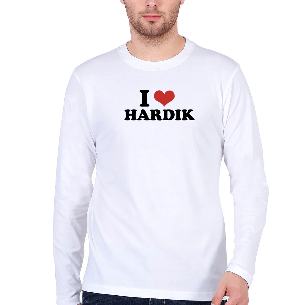 I LOVE HARDIK Full Sleeves T-Shirt for Men