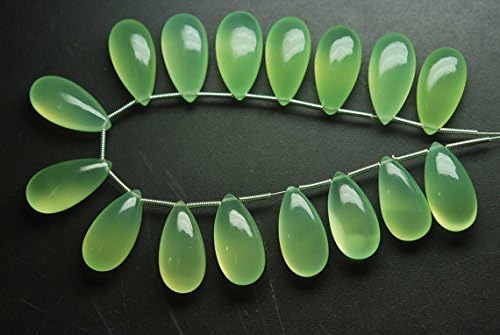 3 matched pair, quality,prehnite chalcedony smooth long pear shape briolettes 10x20mm