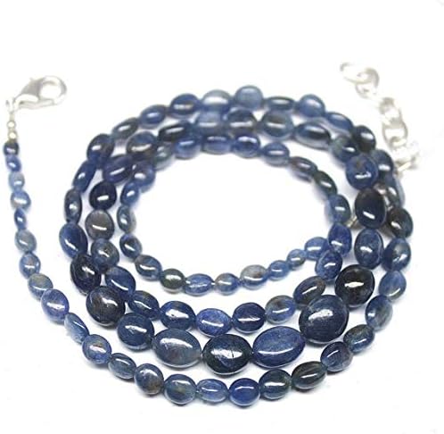 1 Strand Blue Sapphire Oval Smooth 20'' Long Strand Gemstone Beads, Jewelry Supplies for Jewelry Making, Bulk Beads, for Meditation Jewellery for Reiki Healing Mystic Gemstone 4mm to 9mm