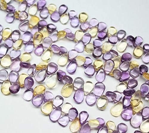 1 Strand bio ametrine pear Drop Smooth 8'' Long Strand Gemstone Beads, Jewelry Supplies for Jewelry Making, Bulk Beads, for Meditation Jewellery for Reiki Healing Mystic Gemstone 9mm to 13mm