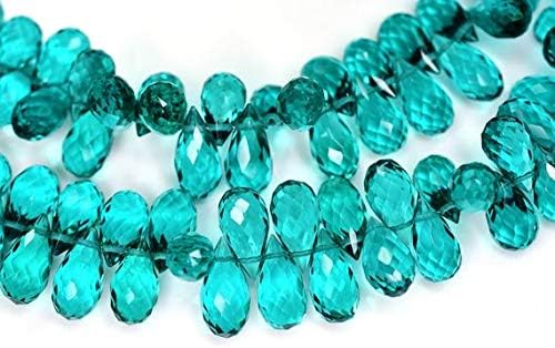 5.5 Inch 10-13mm High Polish Blue Green Apatite Quartz Faceted Teardrop Code-HIGH-59577