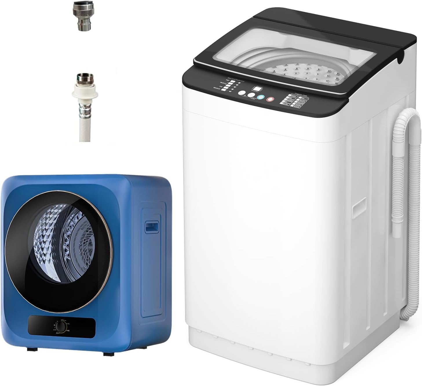 VCJ Portable Washing Machine and Dryer Set, 25lbs Fully Automatic Washer and 10lbs Portable Dryer with Stainless Steel Tub, Compact Washer and Dryer Combo for Apartment, RV, Dorm