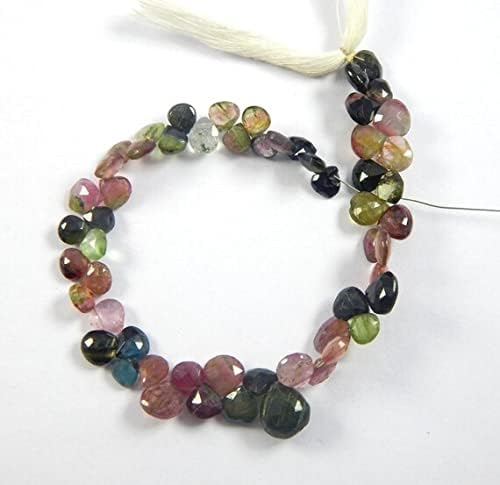 Watermelon Tourmaline Briolette Beads, 6-10 mm Faceted Tourmaline Pear Beads, 1 Strand 8 inch