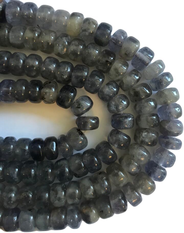 13 inch Strand of Natural gem Iolite, 7x4mm rondelle Smooth Beads for DIY Jewelry Making. | Beads_04856