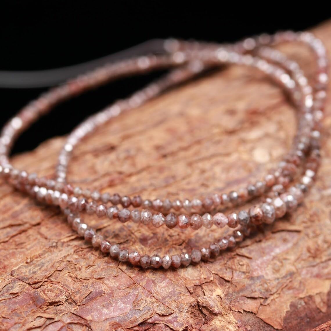 Generic Extremely Rare Red Pink Diamond Faceted Beads AAA Red Diamond Rondelle Beads Natural Certified Diamond Beads Diamond Beads for Jewelry (1 Strand), 2-3mm