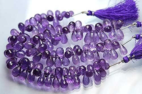 7 inch Strand of Natural Amethyst 10-13mm Drop Faceted briolette Beads for DIY Jewelry Making. |BRIO_00108