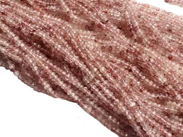 Natural Strawberry Quartz Faceted Rondelle Beads, Pink Beads, 3mm, 13 inch lot of 10 Strands CHIK-STRD-96439