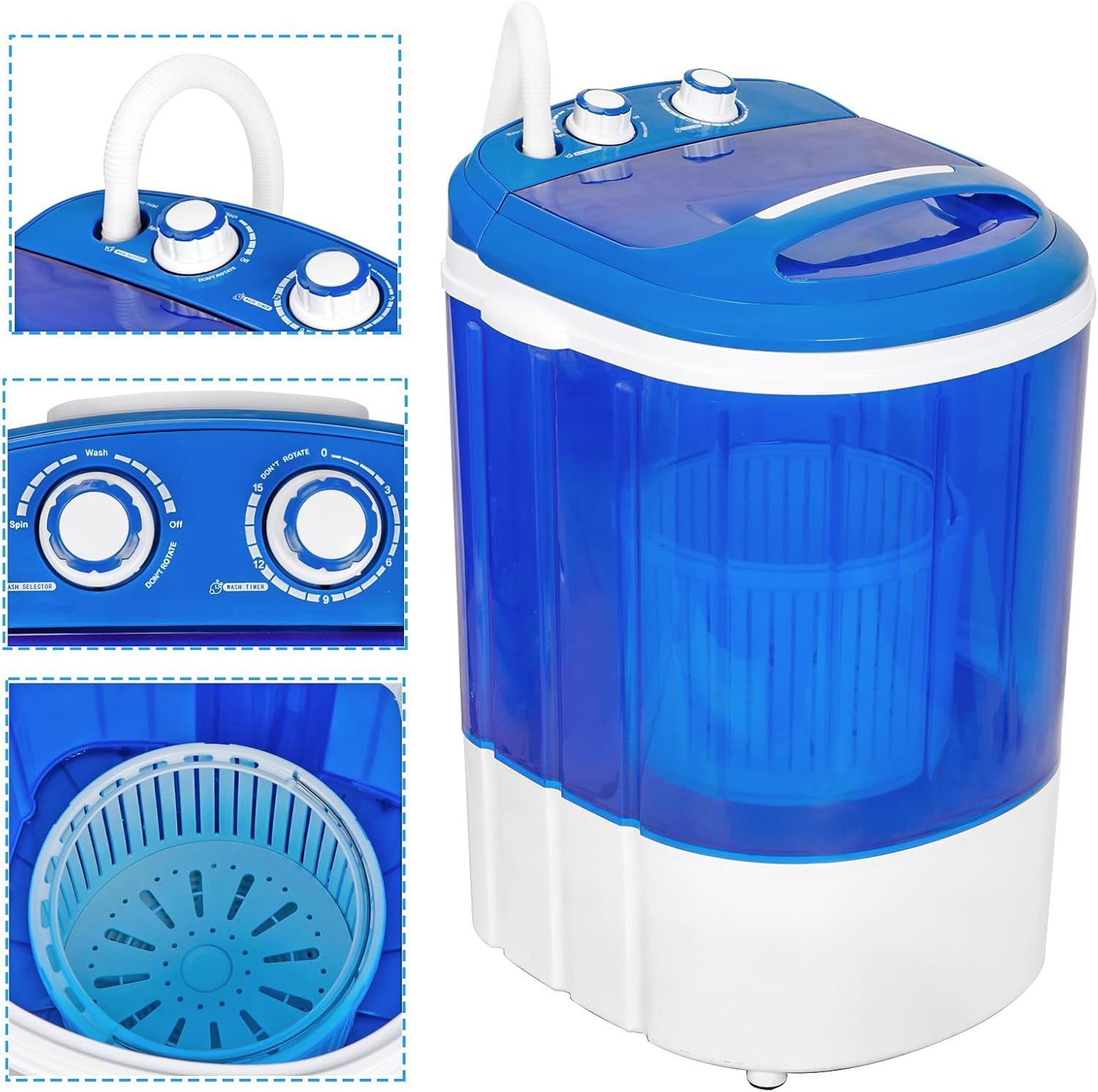 HomGarden 6.6lbs Portable Washing Machine Mini Washing Machine for Compact Laundry,ingle Tub Laundry Small Washer for Apartments, Dorms,Traveling, RV, Blue