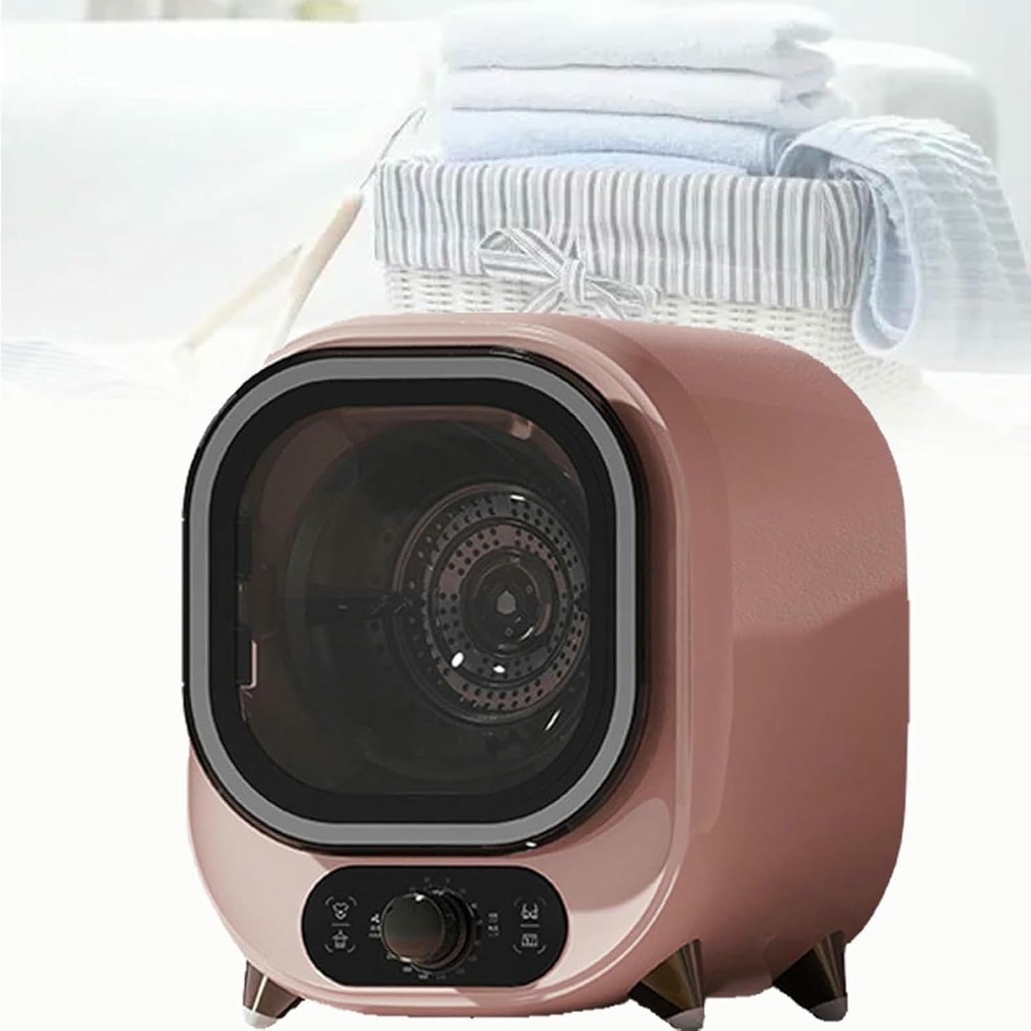 Small Condenser Spin Dryer with Stainless Steel Tub,with Dual Temperature Control Probe,Spin Condenser Clothes Dryer,0.8kg Load Capacity for Home, Apartments and RVs Compact for Small Spaces(C)