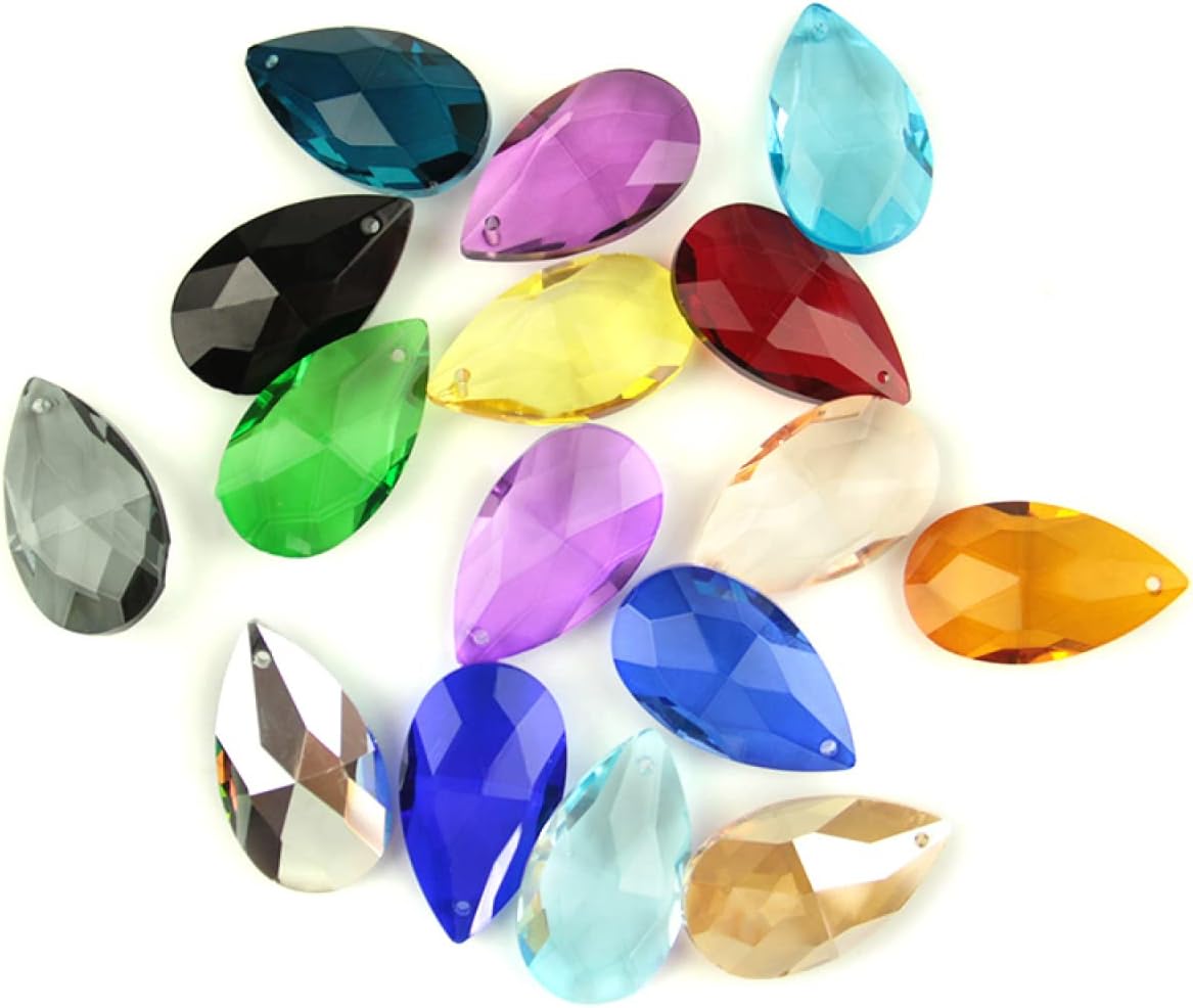38mm/50mm/63mm/76mm Mixed Colors Tear Drop Glass Crystal DIY Pendant Jewelry Suncatcher Faceted Prism,50mm 100pcs