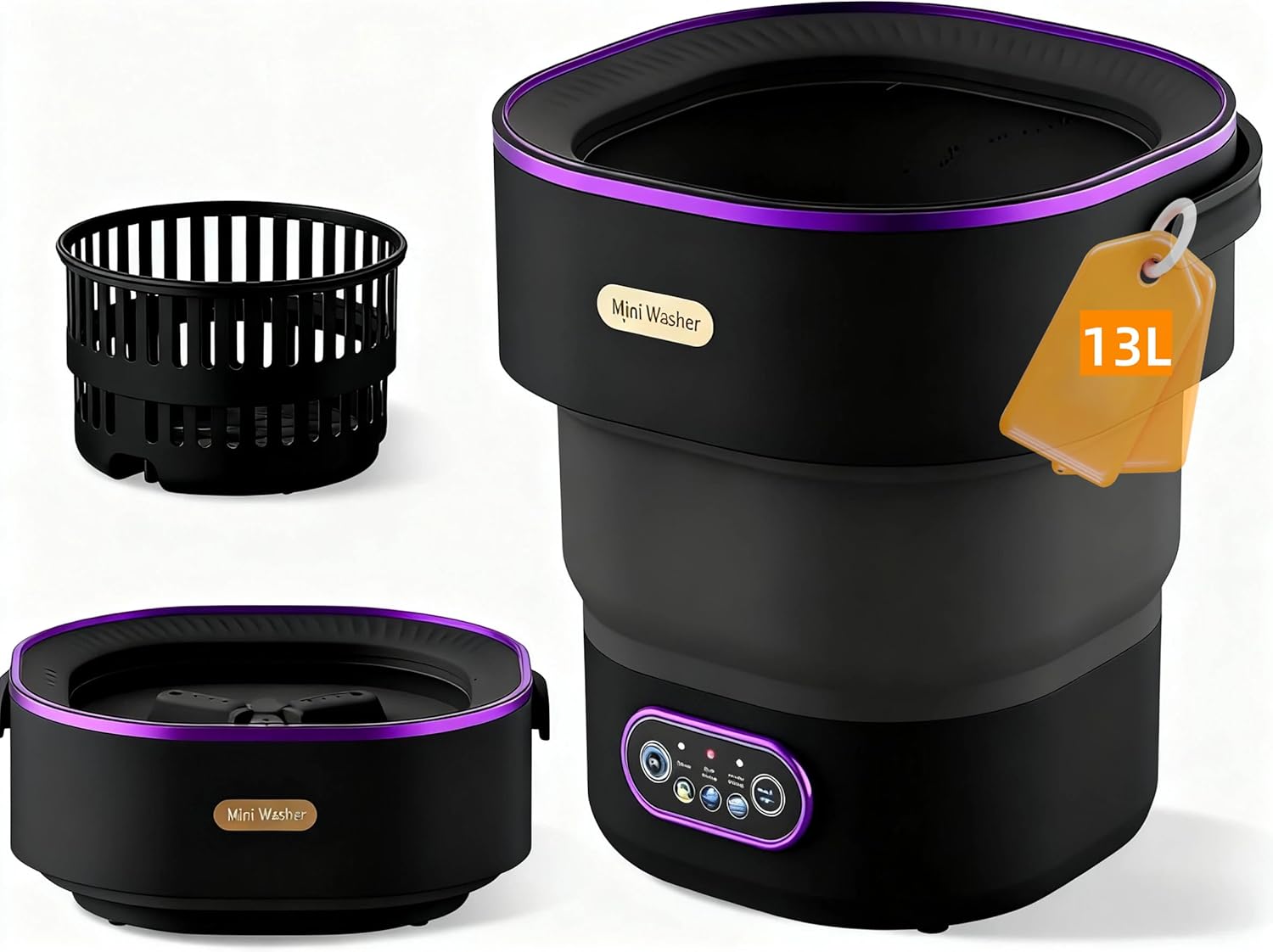 Foldable Washing Machine for Home Use, Portable Mini Washing Machine (blackish purple)