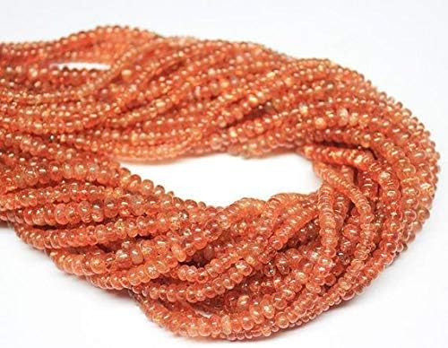AAA Natural Rare Sunstone Smooth Loose Rondelle Gemstone Craft Beads Strand 14 Inch Long 4.5mm Code-HIGH-2022