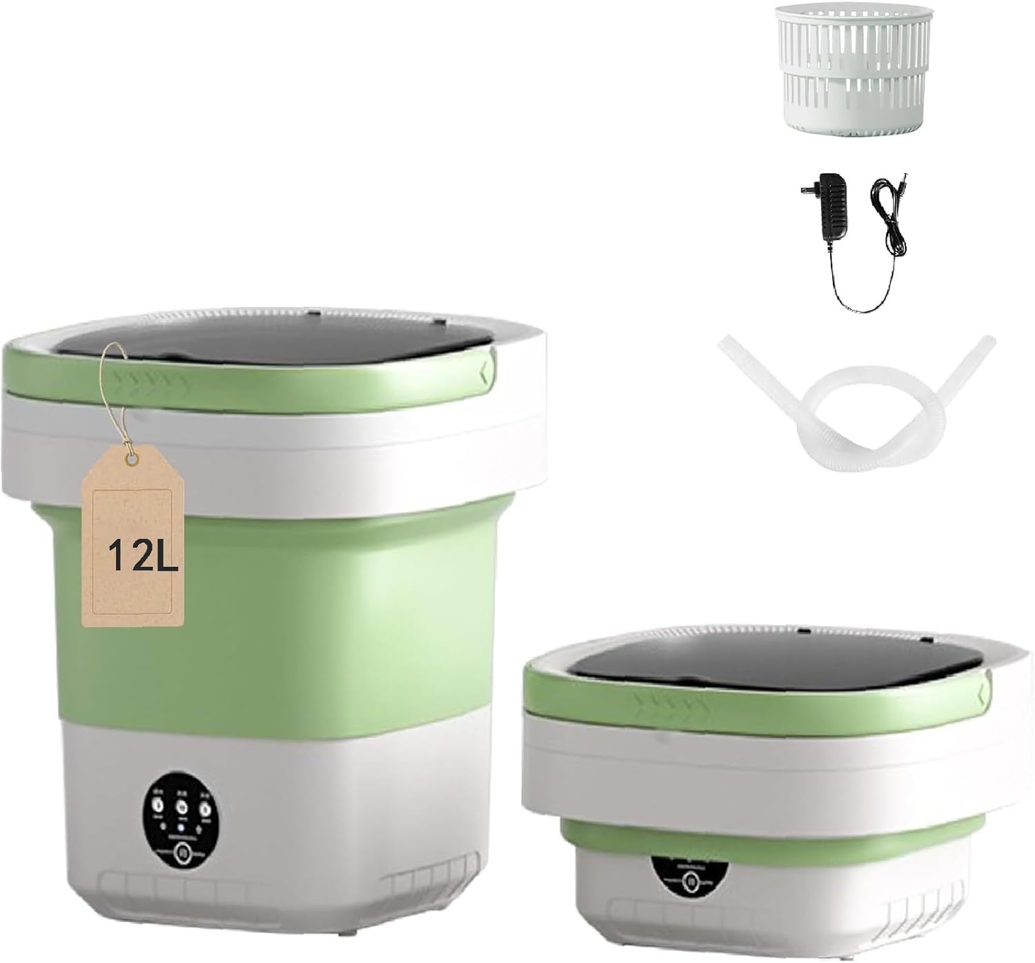 Portable washing machine, 12L Upgraded Large Capacity Foldable Mini Washing Machine, 3 Modes Deep Cleaning Small Washer for Underwear, Baby Clothes, Suitable for Apartments, Dormitories, Hotel