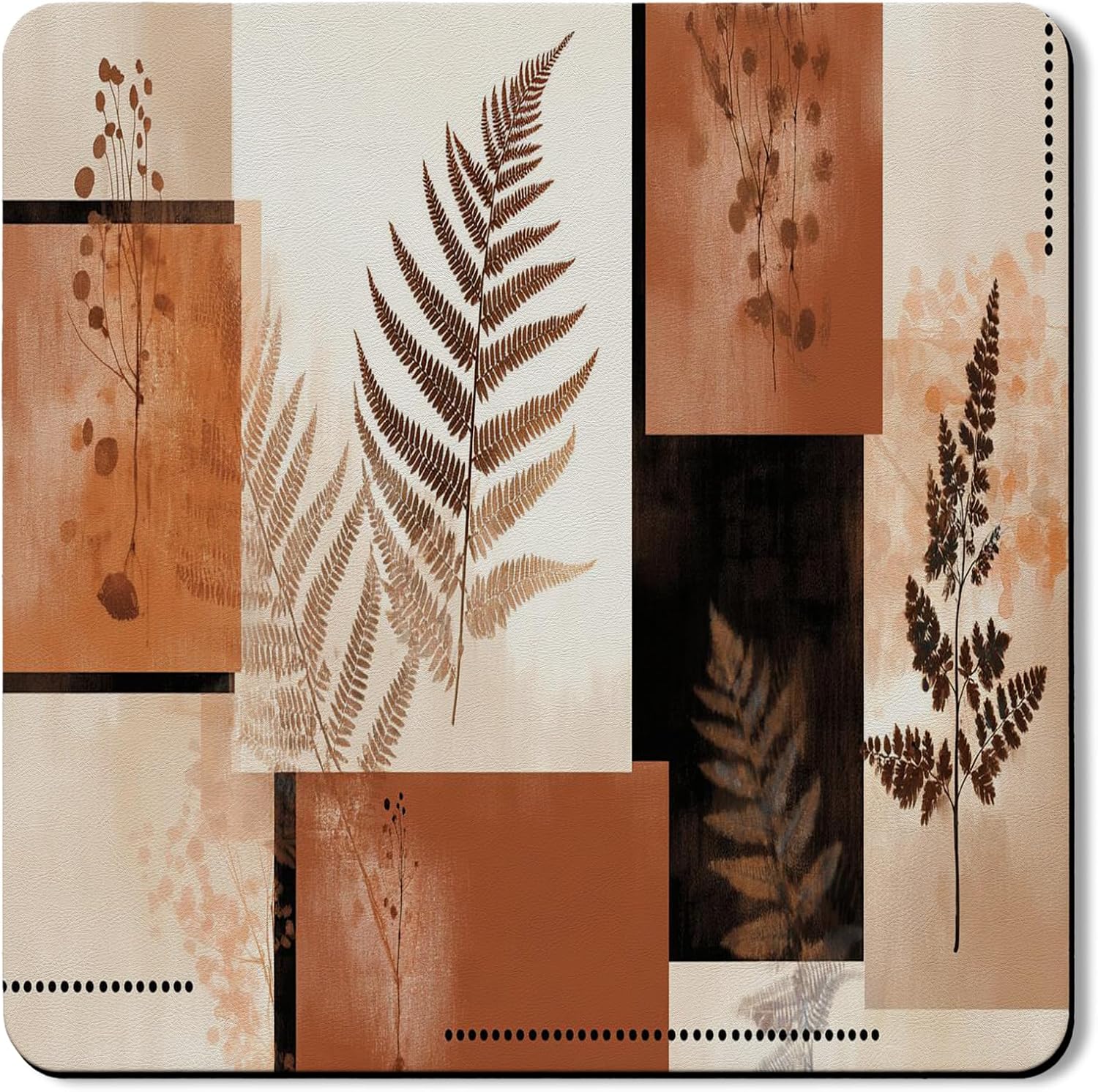 Botanical Washer Dryer Top Protector Mat, Warm Earthy Botanical Print Laundry Machine Covers, Fall Decor Rubber Anti-slip Waterproof Washer And Dryer Mats for Laundry Room 24x24 Inch