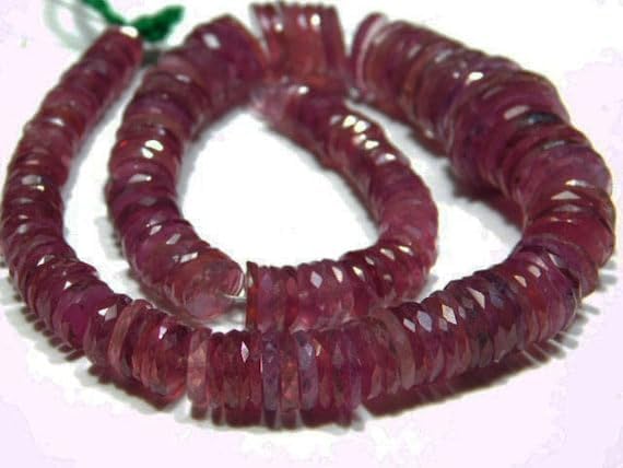 BEADS GEMSTONE 179 carat-Ruby Micro Cut Flat Big Tyre Shape Rondelles -8.50 Inch Long Strand-Stones measure- 6-11mm Code-HIGH-5957
