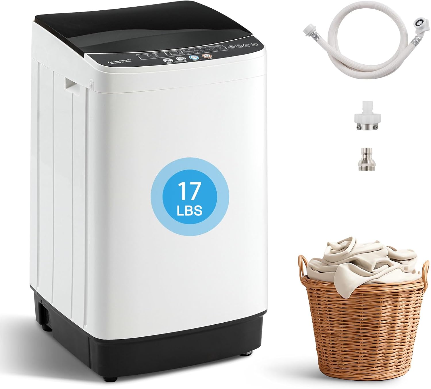 Portable Washing Machine, 17LBS Full Automatic Washer and Spinner, 10 Programs with Child Lock & Energy-Saving, Compact Laundry Wash Spin Dryer for Apartment RV Dorm Home