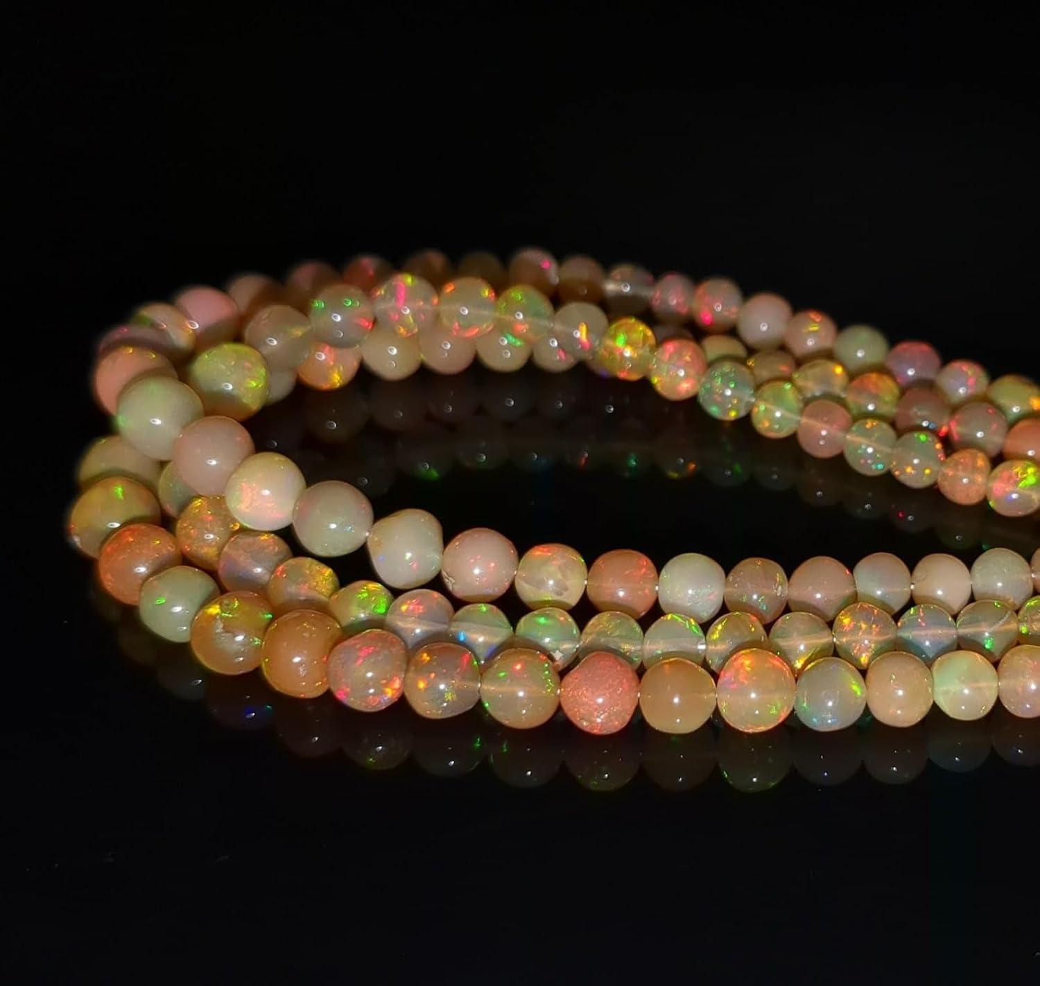 Yellow Ethiopian Opal Balls - 100% Natural Welo Fire Opal Beads, 16